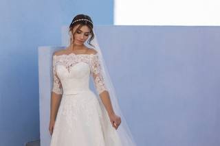 vestido de novia manga francesa con tela de encaje