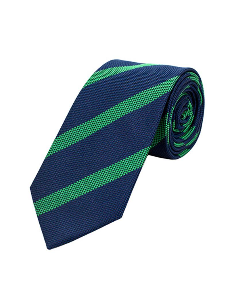 corbata para traje de novio con lineas en diagonal verdes y azul