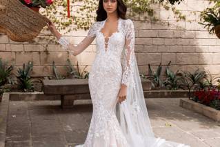 vestido de novia con cola de corte sirena