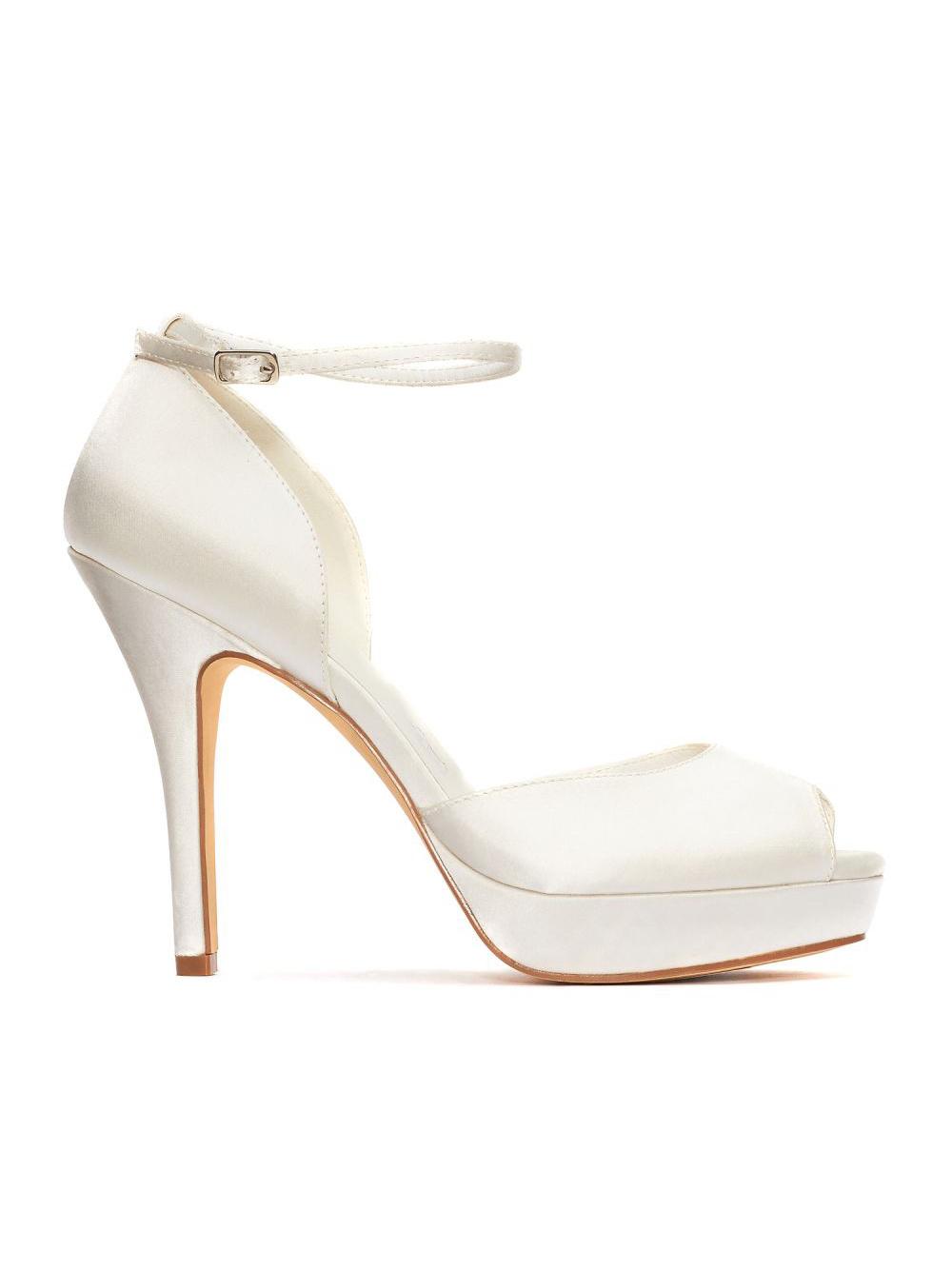 zapatos de novia peep toe altos en blanco