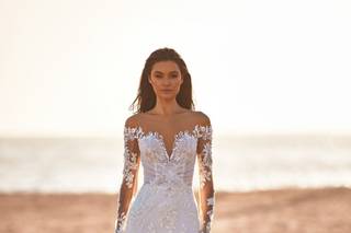 vestido de novia elegante con manga larga