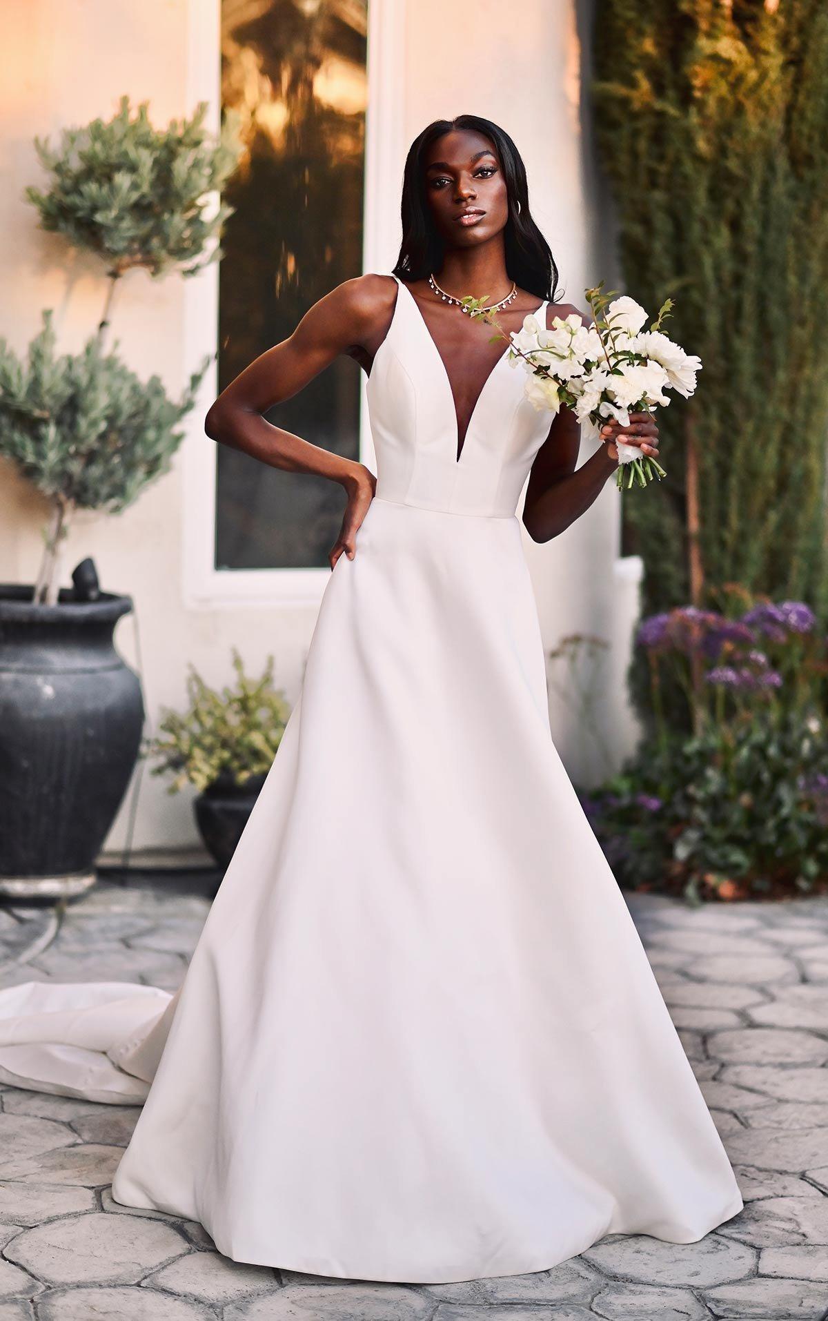 temblor Meyella hilo Vestidos de novia sencillos y elegantes para boda civil
