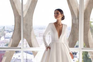 vestido de novia con manga larga sencillo