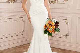 vestido de novia blanco escote hombros caidos minimalista