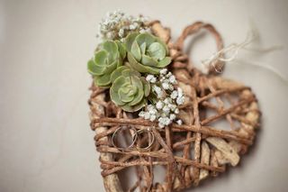 porta anillos de boda con suculentas