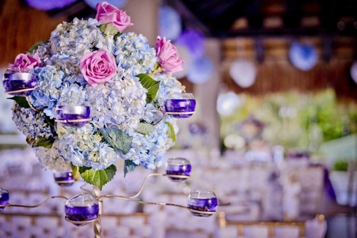 hortensias y rosas para la decoración de boda