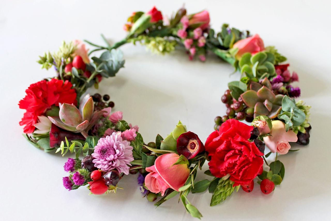 Diadema de guirnalda de flores con flores Diadema de flores de rosa, corona  de pelo de bosque, accesorios para el cabello, tocado de flores para