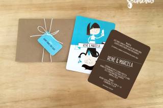 Tarjeta de matrimonio con ilustración