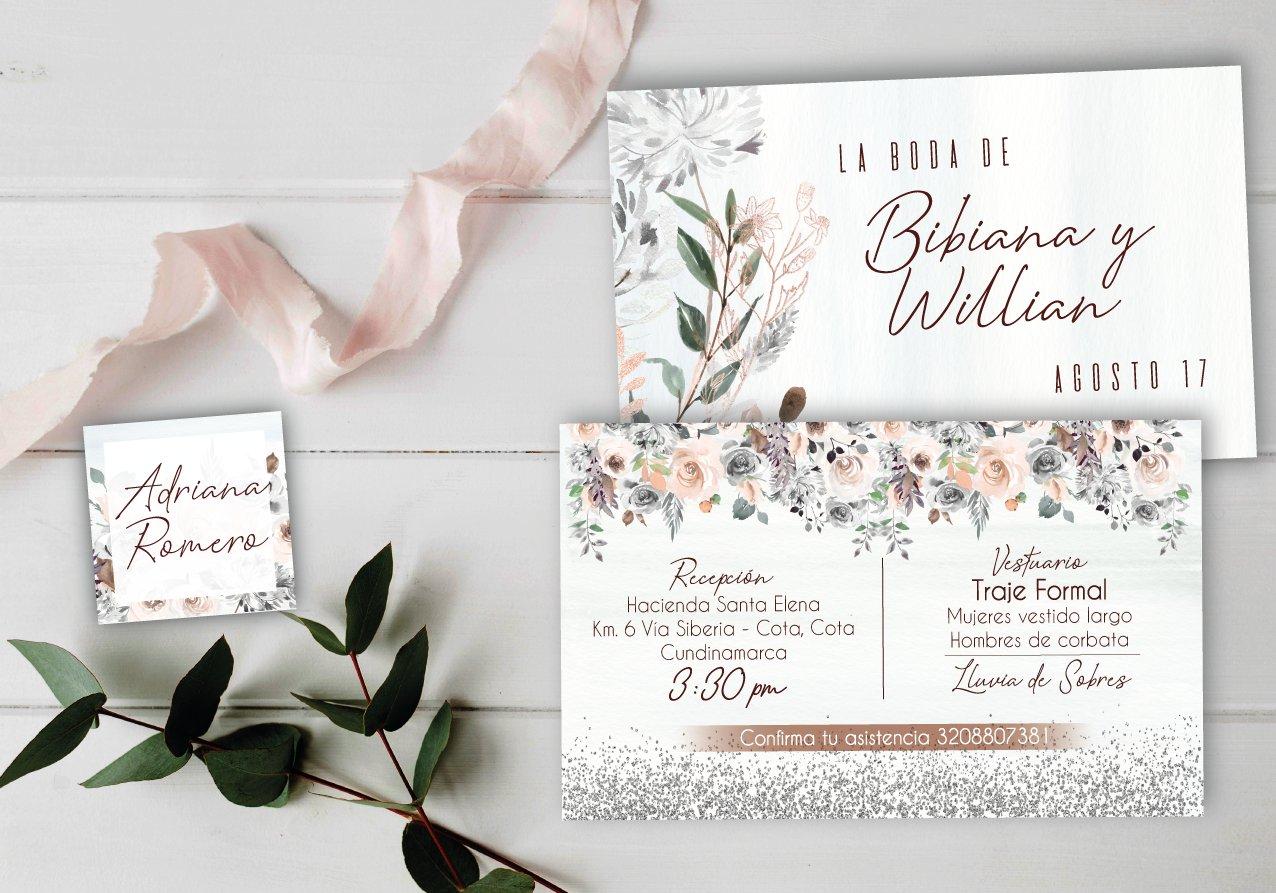 Invitaciones de boda con diseños de flores