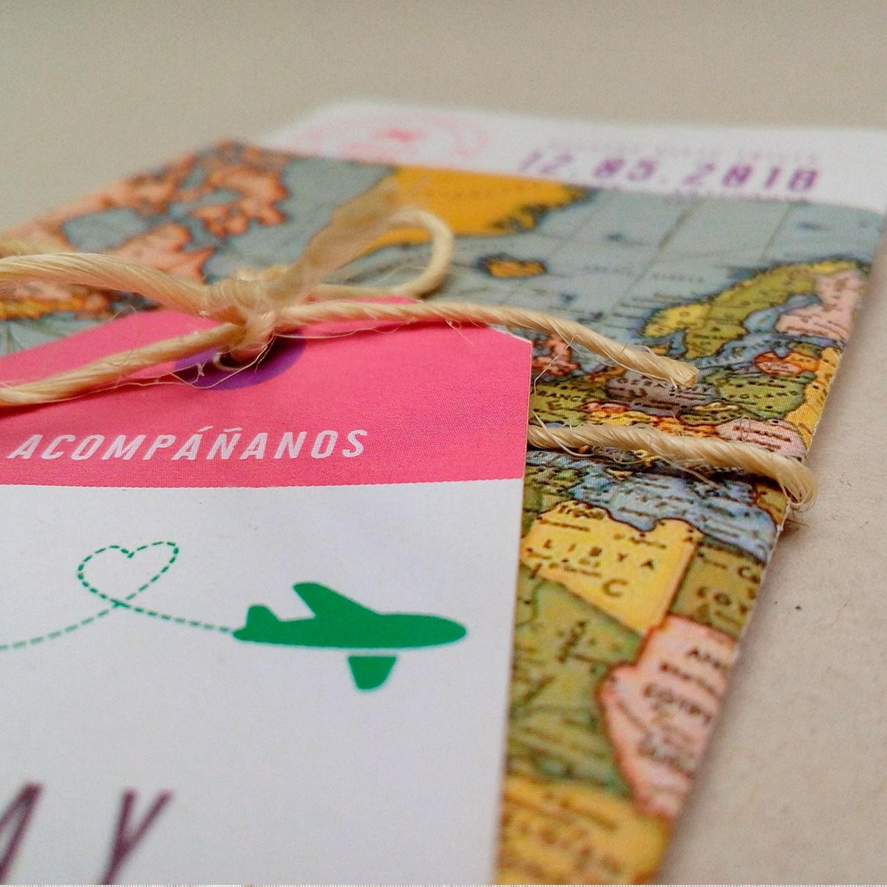 tarjetas de matrimonio con temática de viajes