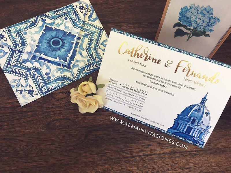 tarjetas de matrimonio azules