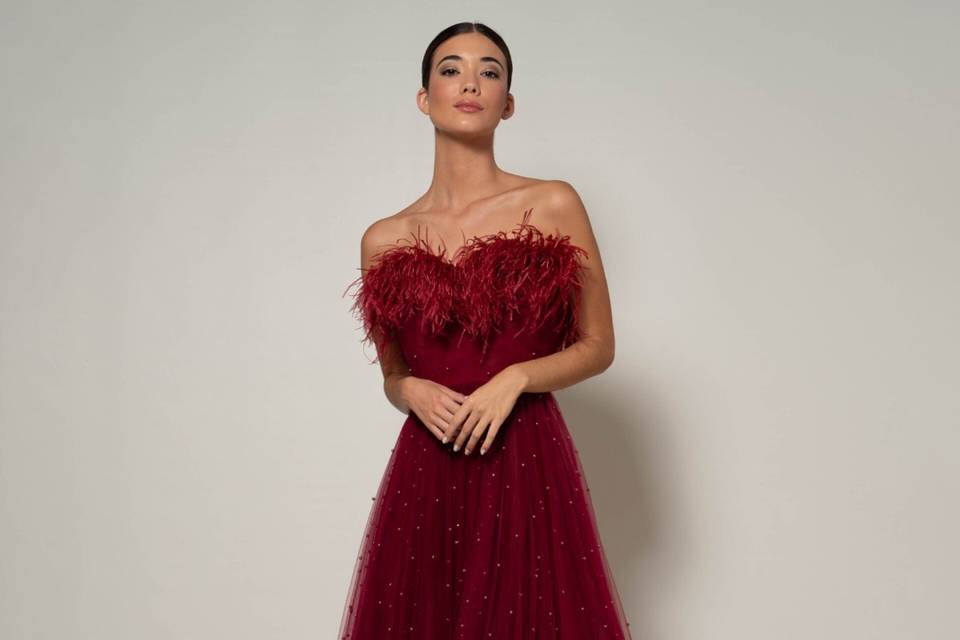 Vestidos De Noche Formales Elegantes Con Cuentas De Encaje Rojo