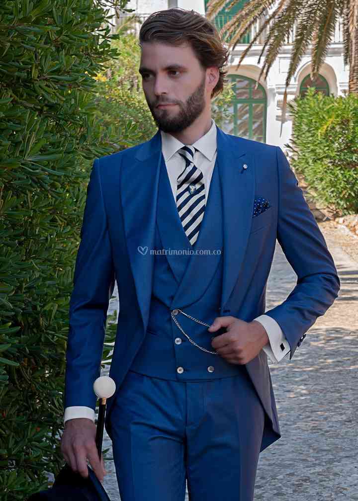 Luxury baroque blue royal mens suit with gold embroidered - Ottavio Nuccio  Gala
