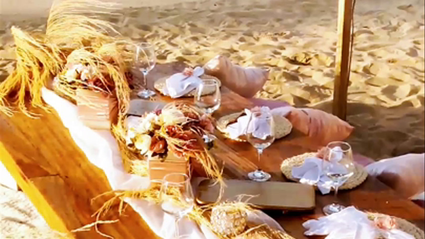 Mi matrimonio hecho picnic en la playa