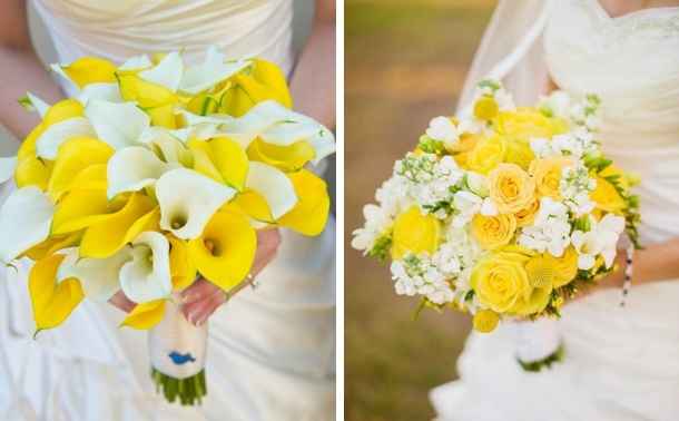 bouquet, novia, amarillo, ramo