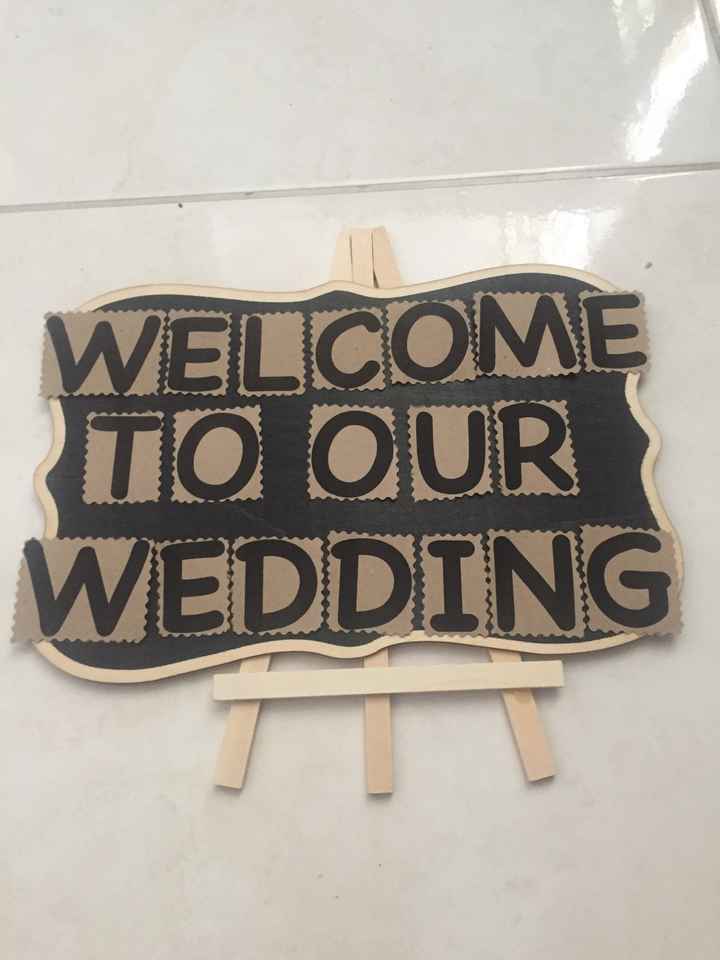 Letrero bienvenidos a nuestra boda DIY