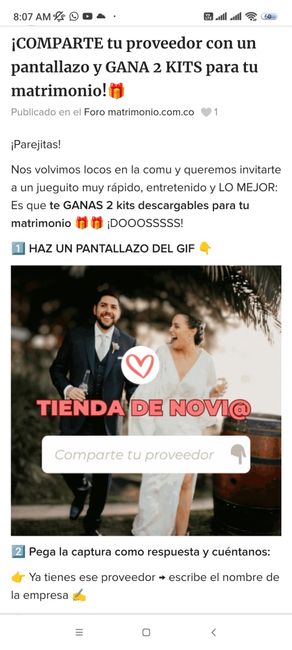 ¡COMPARTE tu proveedor con un pantallazo y GANA 2 KITS para tu matrimonio!🎁 10