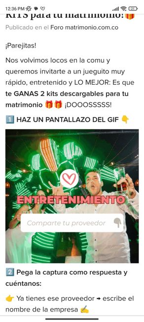 ¡COMPARTE tu proveedor con un pantallazo y GANA 2 KITS para tu matrimonio!🎁 18