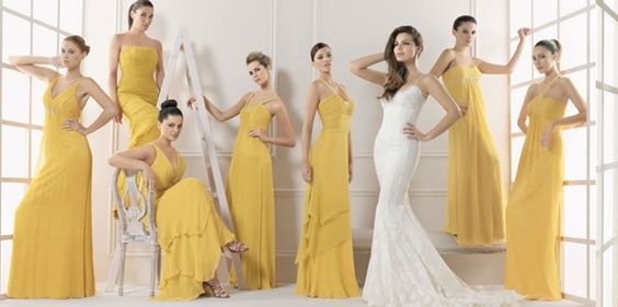 Damas De Honor Vestidos Con Amarillos