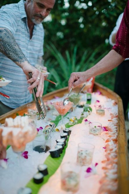 Menú para boda en la playa