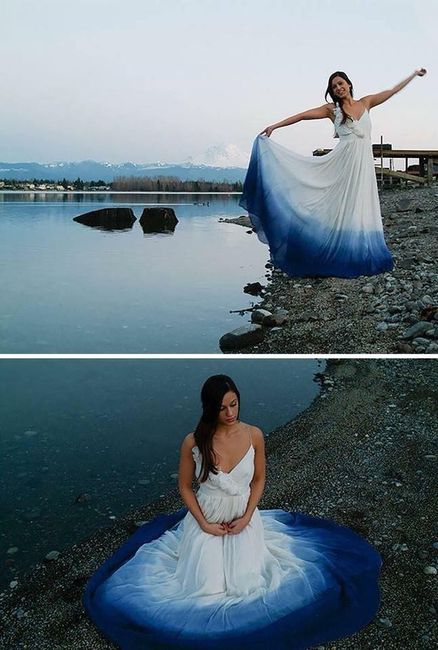 El vestido de novia con un tono degrade Azul 3
