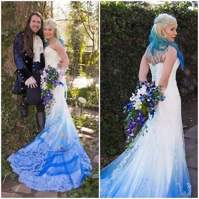 El vestido de novia con un tono degrade Azul 6