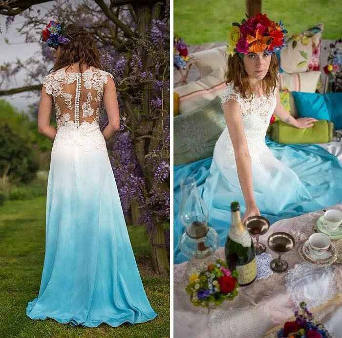 Este vestido se ve más llamativo, pero que novia no quiere llamar la atención