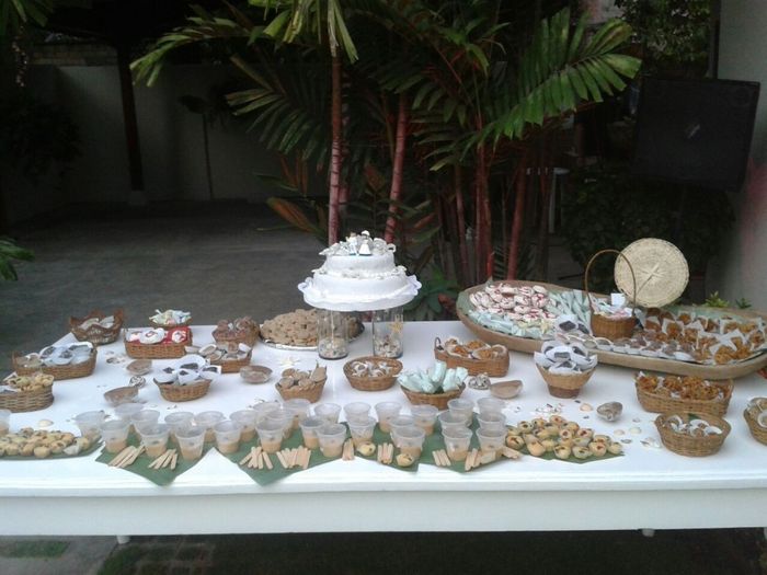 La mesa de dulces típicos y la torta