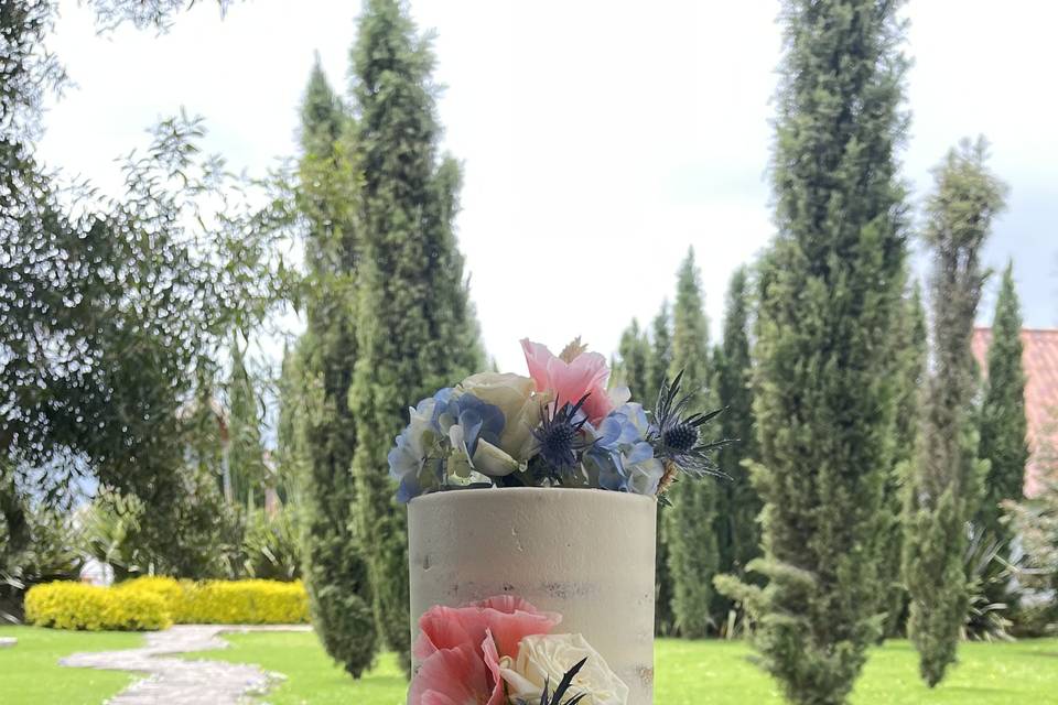 Torta seminaked con flores