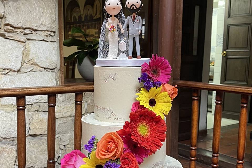 Torta seminaked con flores