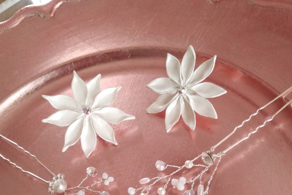 Pinzas y Aretes en porcelana