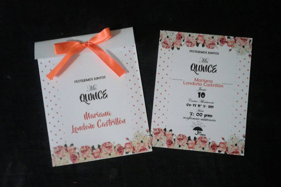 Invitación rosas naranja