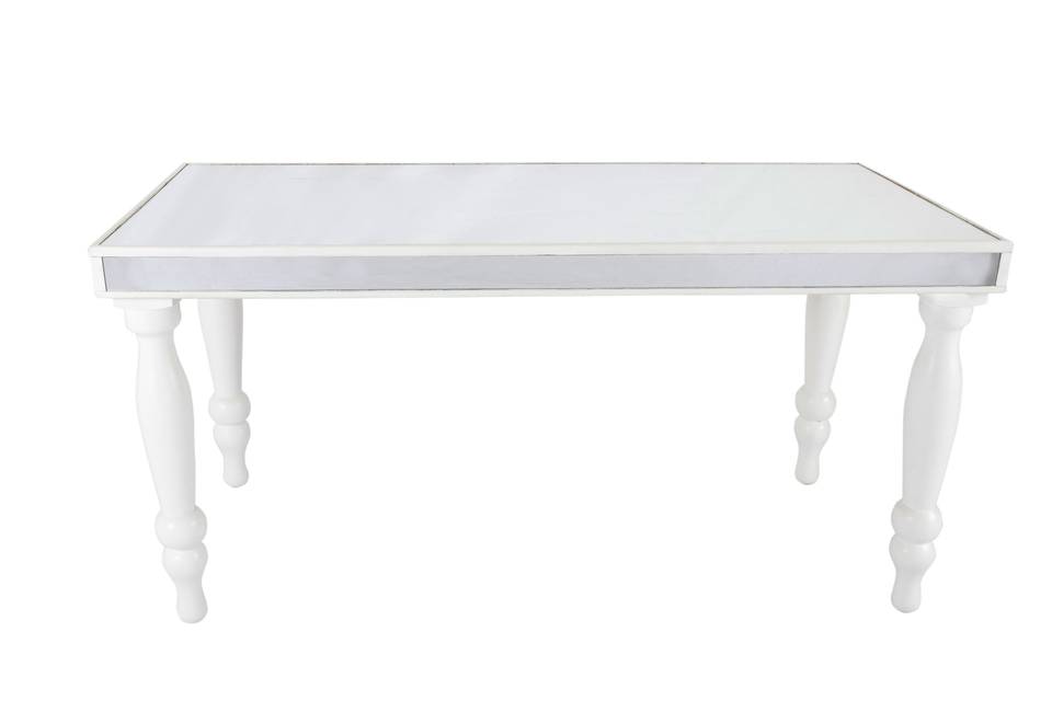 Mesa con borde blanco y espejo
