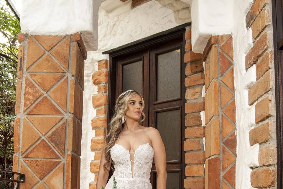 Novia lugar romántico