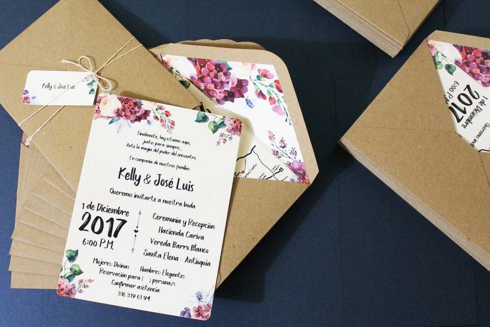 Invitación acuarela flores