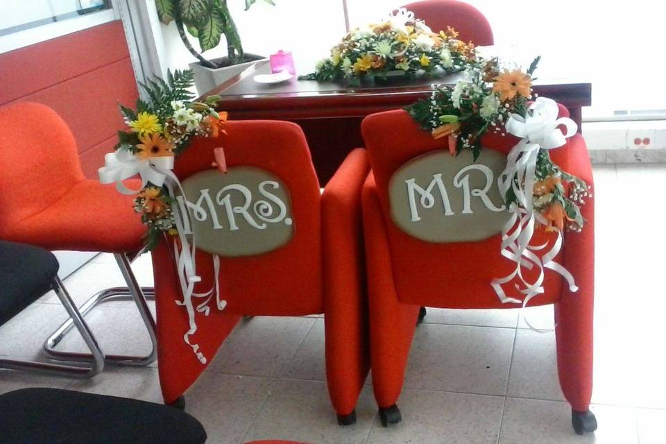 Decoración floral boda civil