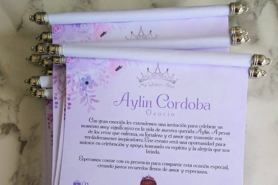 Invitación tipo pergamino